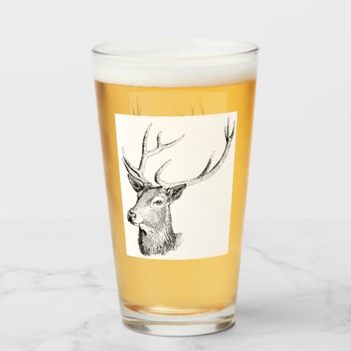 Deer Buck Antlers Animals Hunting For Men Rustic Glass