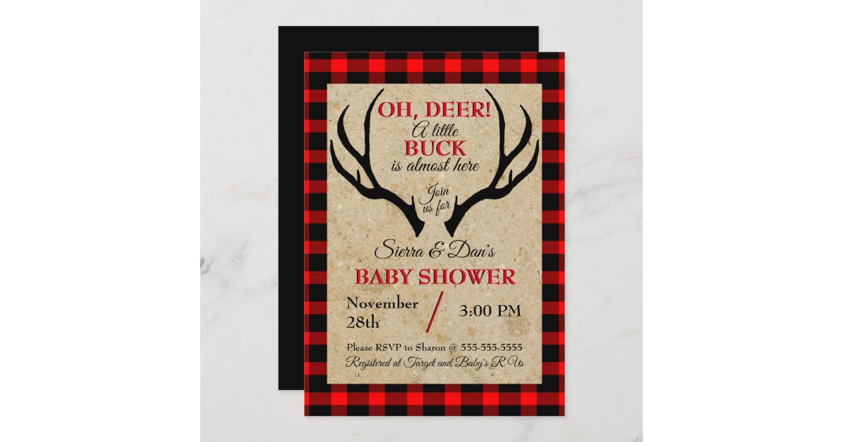 Deer Buck Boy Baby Shower Invitation | Zazzle