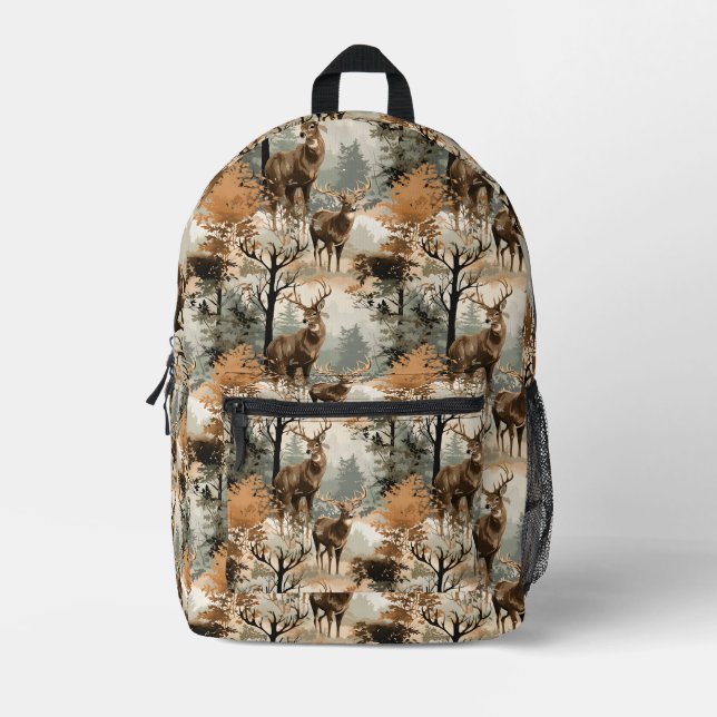 Deer Buck Camouflage Boy's Printed Backpack (Front)