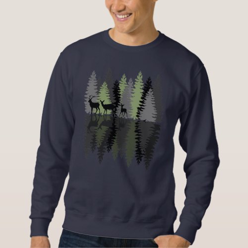 Deer Buck Doe Fawn Pine Trees Wilderness Love Sweatshirt