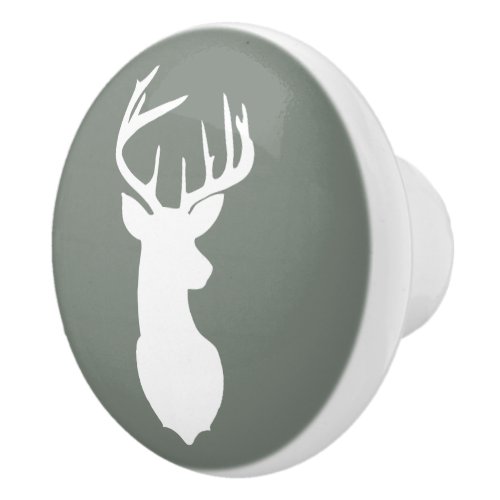 Deer Buck Head Drawer Pull Camo Green