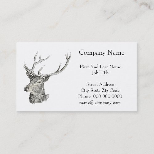 Deer Buck Head with Antlers Drawing Business Card