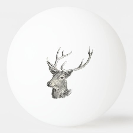 Deer Buck Head With Antlers Drawing Ping-pong Ball