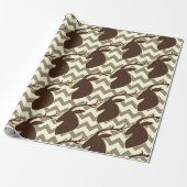 Deer Buck Head with Chevron Brown Wrapping Paper (Unrolled)