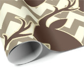 Deer Buck Head with Chevron Brown Wrapping Paper (Roll Corner)