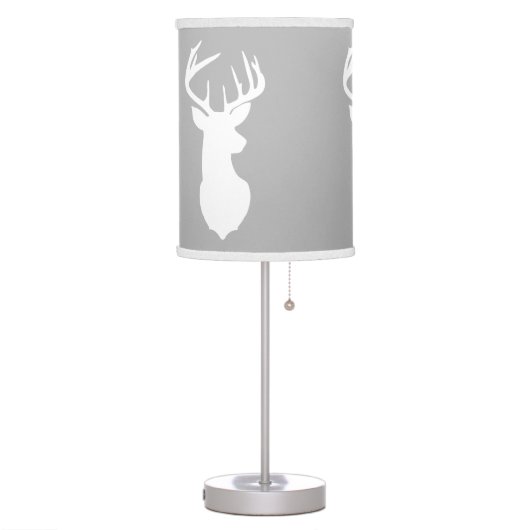 Deer Buck Hunter Nursery Lamp Gray/White Trim (Left)