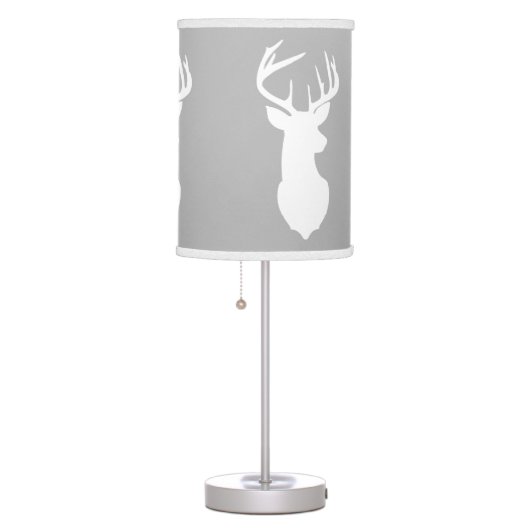 Deer Buck Hunter Nursery Lamp Gray/White Trim (Right)
