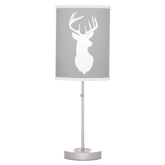 Deer Buck Hunter Nursery Lamp Gray/White Trim (Front)