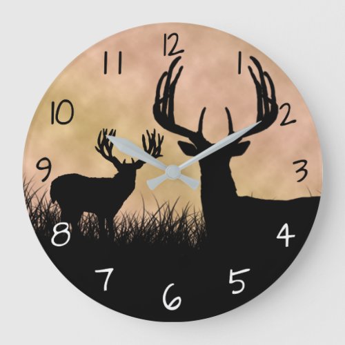 Deer Buck Hunting Large Clock