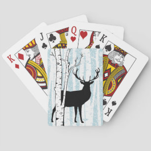 Deer Buck in Birch Forest Playing Cards