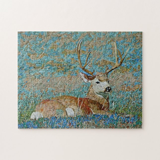 Deer Buck Mosaic Pattern Print  Jigsaw Puzzle (Horizontal)