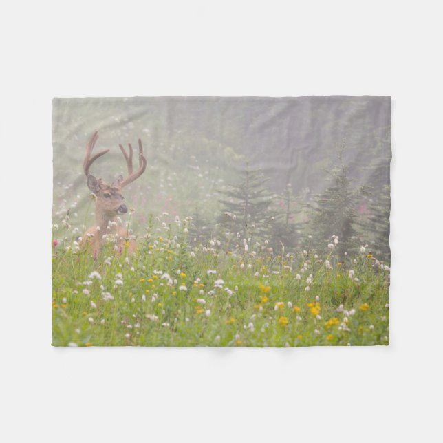 Deer Buck | Mount Rainier National Park Fleece Blanket (Front (Horizontal))
