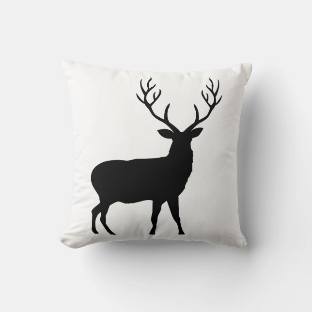 Deer Buck Rustic Country Farmhouse Minimal Throw Pillow (Front)