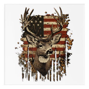 Deer, Buck Season USA Flag Acrylic Print