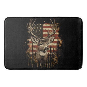 Deer, Buck Season USA Flag Bath Mat