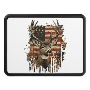 Deer, Buck Season USA Flag Hitch Cover