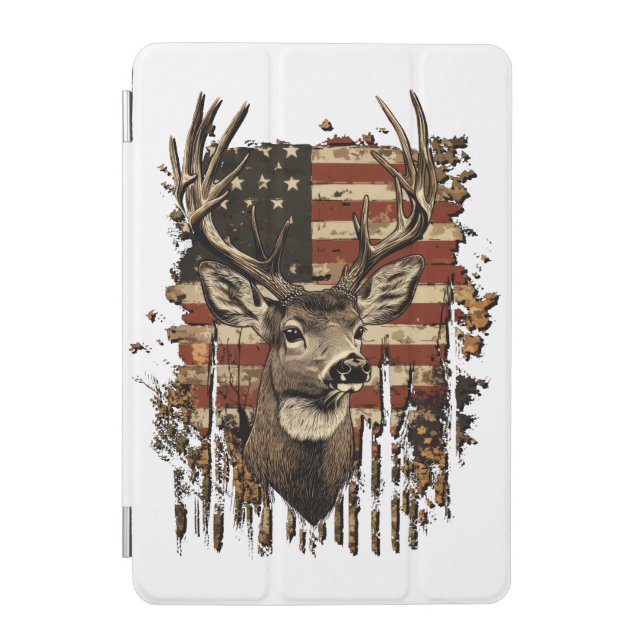 Deer, Buck Season USA Flag iPad Mini Cover (Front)