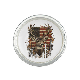 Deer, Buck Season USA Flag Ring