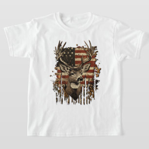 Deer, Buck Season USA Flag T-Shirt