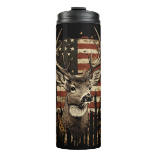 Deer, Buck Season USA Flag Thermal Tumbler