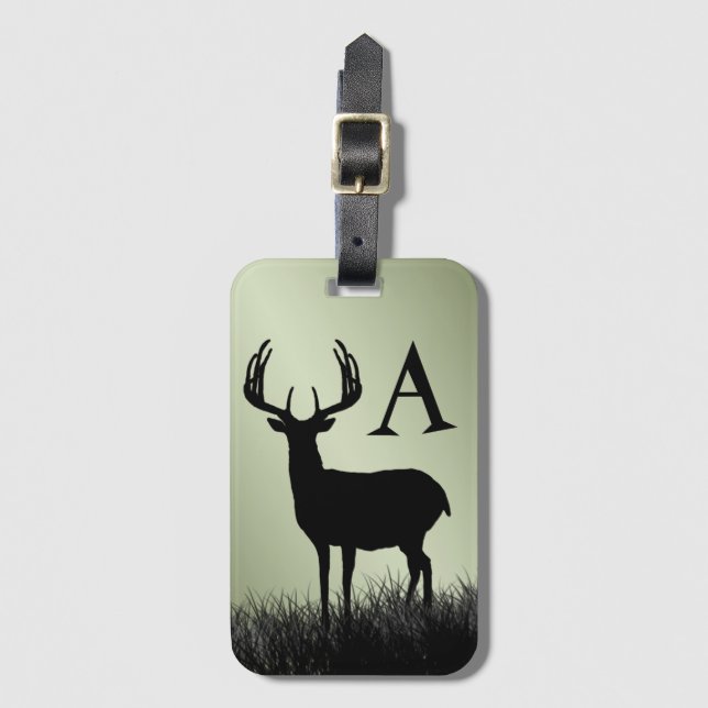 Deer Buck Stag Monogram Luggage Tag (Front Vertical)