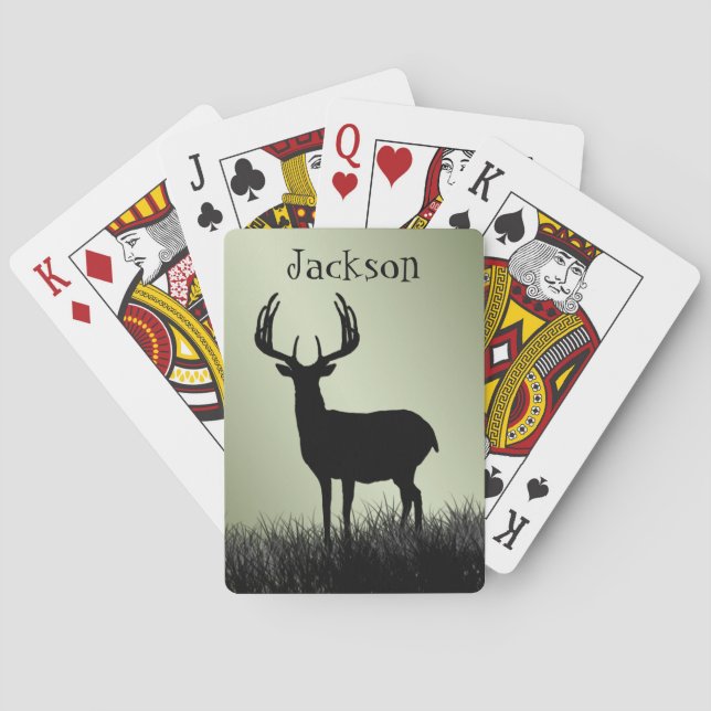 Deer Buck Stag Silhouette Poker Cards (Back)