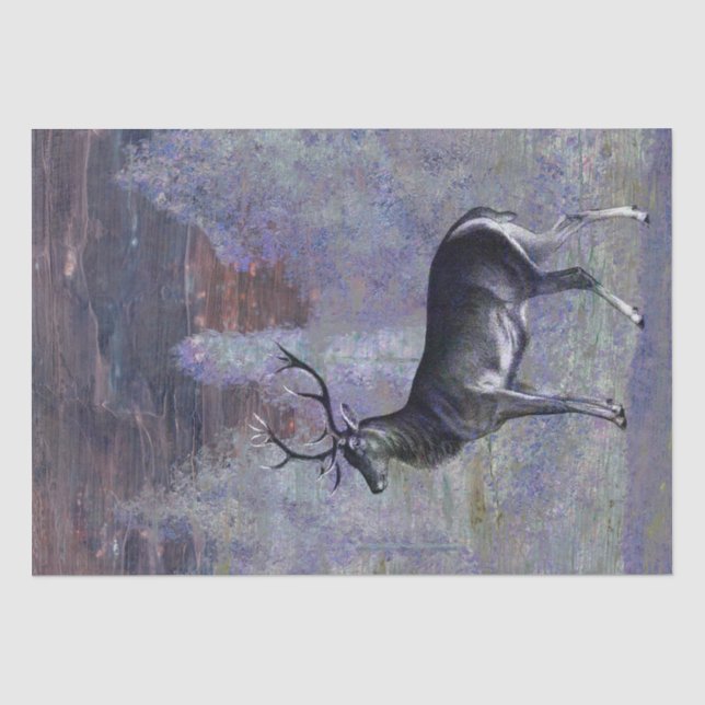 Deer Buck Winter Decoupage Tissue Paper (Front)