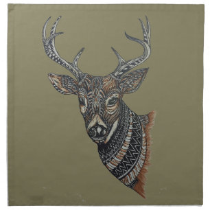 Deer Buck with Intricate Design Cloth Napkin