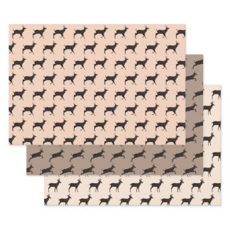 Deer Bucks Jumping Standing pattern Wrapping Paper Sheets