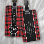 Deer Buffalo Plaid Red Black Monogram Luggage Tag<br><div class="desc">Liven up your luggage with this personalized design that's perfect for travellers</div>