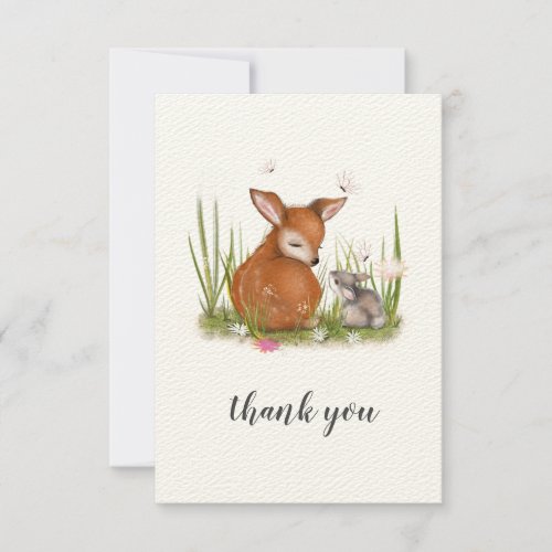 Deer Bunny Butterfly Thank You Card