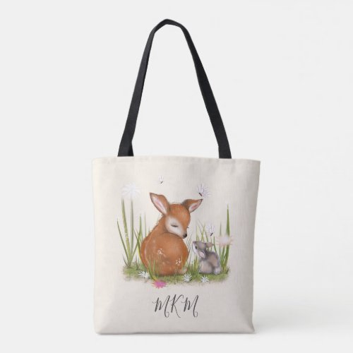 Deer Bunny Butterfly Tote Bag