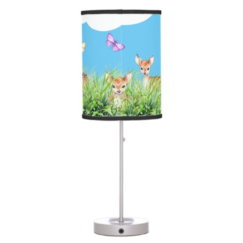 Deer Butterflies in field Table Lamp