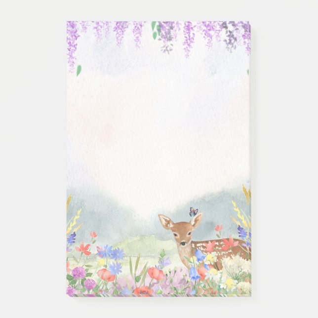 Deer, Butterfly, Lilacs, & Spring Flowers  Post-it Notes (Front)