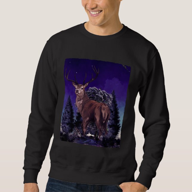 Deer By Night Hunting Deer Hunter Hunt Sweatshirt (Front)