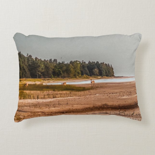 Deer by the Lake Accent Pillow (Front)