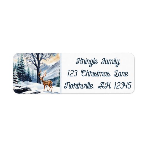 Deer by the Snowy Lake Christmas Return Address Label