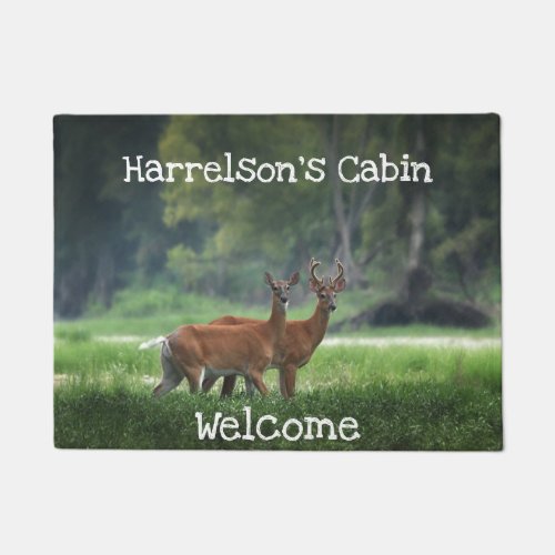 Deer Cabin Rustic Welcome Custom Doormat