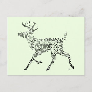 Deer Calligram Postcard