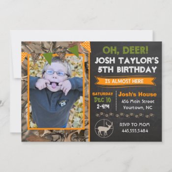 Deer Camo Hunting Birthday Invitation by AshPartyInspiration at Zazzle