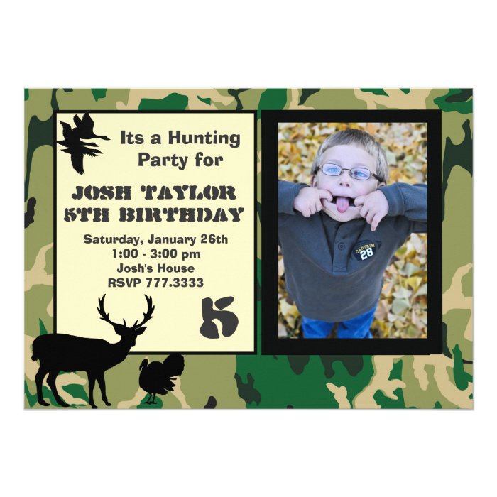 Deer Camo Hunting Birthday Invitation