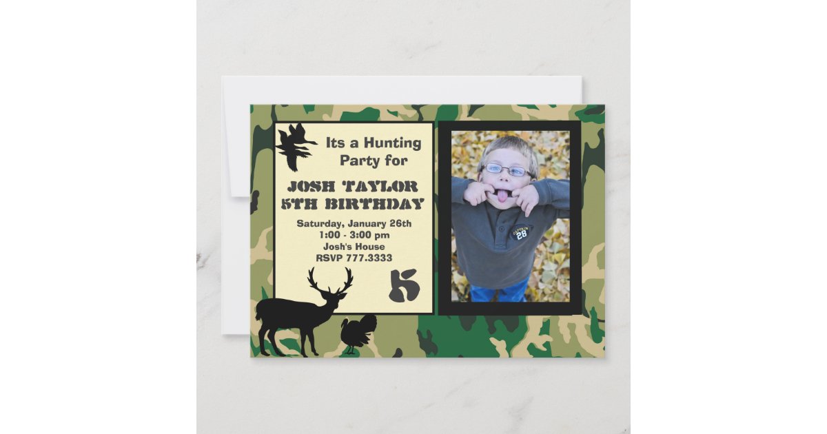 Deer Camo Hunting Birthday Invitation | Zazzle