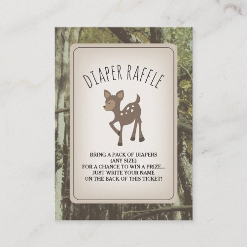 Deer Camouflage Baby Shower Diaper Raffle Enclosure Card