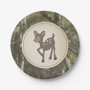 Deer Camouflage Baby Shower Paper Plates