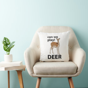 Deer Can We Play Cute Deer Throw Pillow