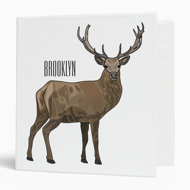 Deer cartoon illustration 3 ring binder (Front/Inside)