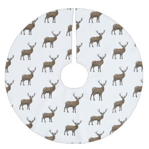 Deer cartoon illustration brushed polyester tree skirt