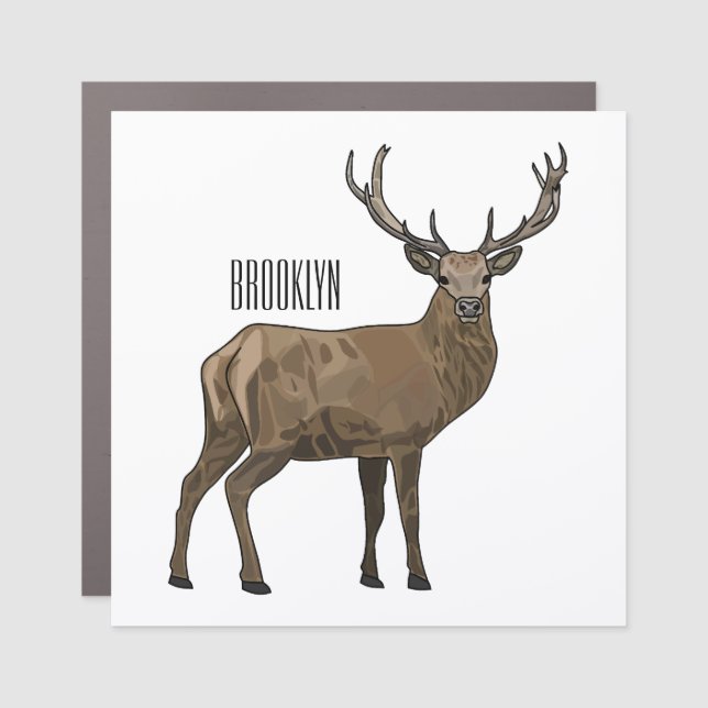 Deer cartoon illustration car magnet (Front)