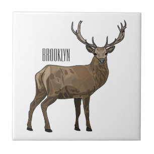 Deer cartoon illustration ceramic tile