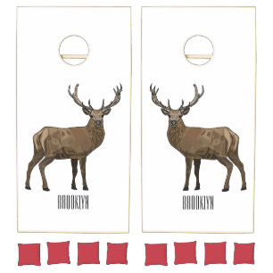 Deer cartoon illustration cornhole set